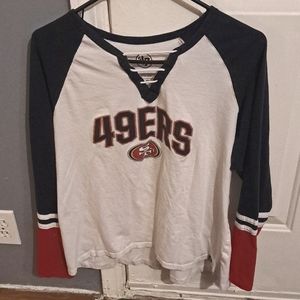 Women's 49ers long-sleeved top ties in front